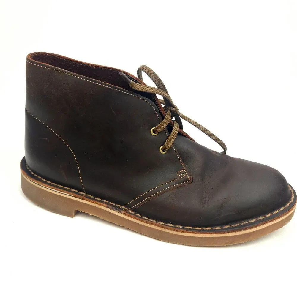 Clarks Bushacre 2 Desert Boots Mens 8 M Dark Brown Leather Chukka Lace-Up Casual